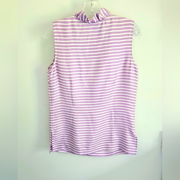 Devon Baer lavender silk stripe top with ruffle - Picture 2 of 6